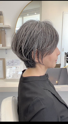 ◇大人可愛い40代50代60代ショートボブショート白髪ぼかし