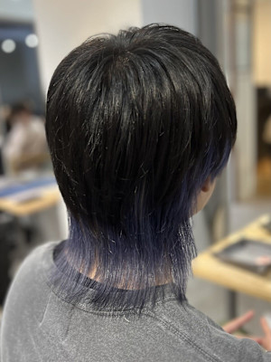 メンズウルフ×透明感ブルーブラック