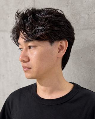 フェザーパーマ毛流れパーマセンターパートニュアンス藤沢