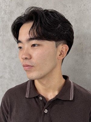 フェザーパーマ毛流れパーマセンターパートニュアンス藤沢