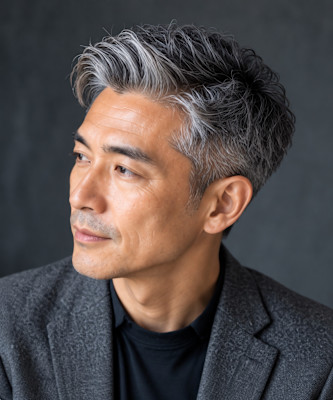 白髪を活かす大人のグレイヘアショート