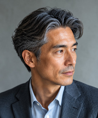七三分けで魅せる大人のビジネスショート