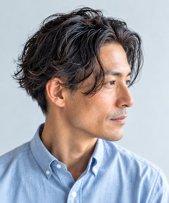 ナチュラルウェーブの大人メンズスタイル