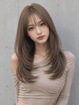 透明感カラーくびれヘアハイレイヤー韓国風パーマワンホンヘア◎