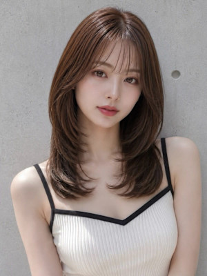 ワンホンヘア韓国レイヤーグレージュくびれ巻き姫カット内巻き☆