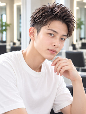 池袋 20代 メンズ｜爽やかアップバングベリーショート