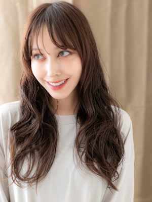 グレージュブラウンウェーブパーマエアリーロング20代30代