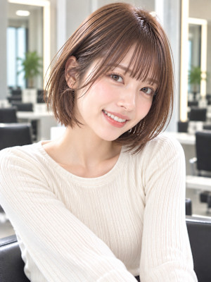 池袋 20代レイヤーボブ×シースルーバング｜艶髪スタイル