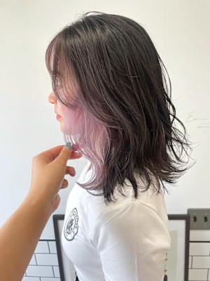 名古屋栄美容室 インナーカラーホワイトピンク