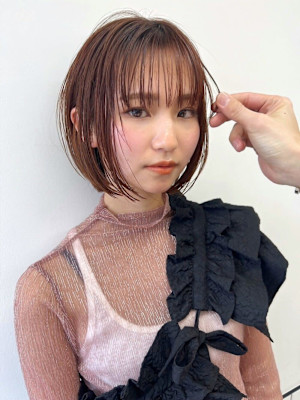 名古屋栄美容室 ブリーチなし/暖色系チェリーブラウン