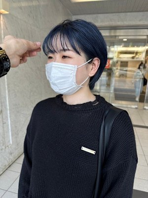 名古屋栄美容室 ハイトーンディープブルー/コンパクトショート