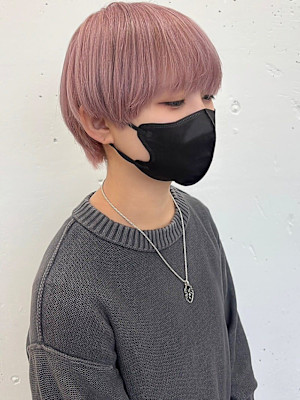 名古屋栄美容室 マッシュカット×ピンクベージュ