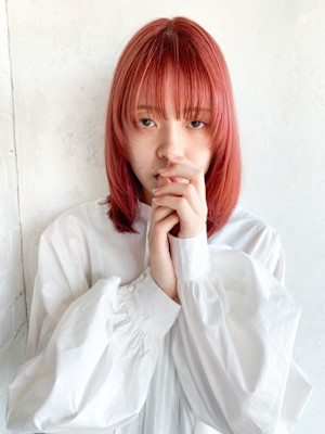 名古屋栄美容室 ハイトーンピンク×暖色系カラー