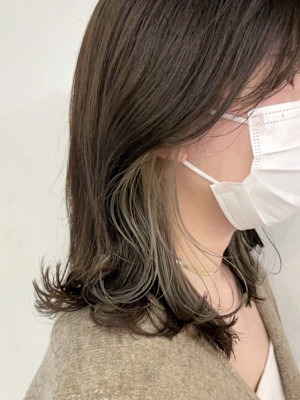 名古屋栄美容室 インナーカラーベージュ/鎖骨ミディ