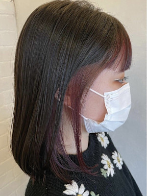 名古屋栄美容室 インナーカラーピンク 隠せる バレない