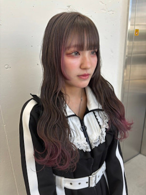 名古屋栄美容室 裾カラー/ショコラブラウン×チェリーピンク