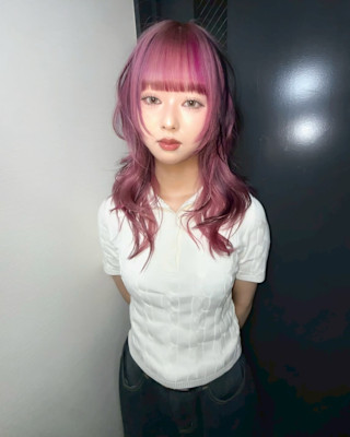 レイヤーカット　デザインカラー　ケアブリーチカラー　ウルフ