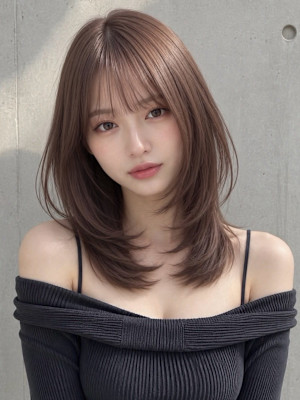 グレージュフェイスレイヤーワンホンレイヤーシースルーバング☆