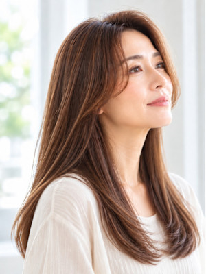 大人女性の艶髪ナチュラルロング