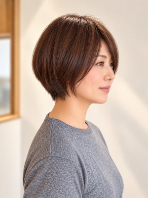 大人のボブパーマ　シースルーバング
