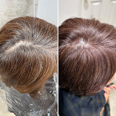 ◇大人40代50代60代ショートボブ丸みショート白髪ぼかし