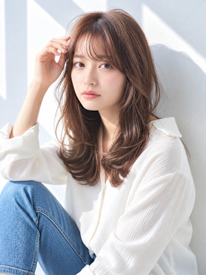 透明感ブラウン×韓国風レイヤーロング