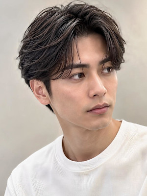 銀座メンズヘアダウンバングスペインカールツイストスパイラル