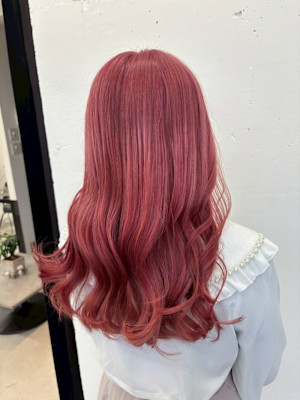 名古屋栄美容室 ピンクベージュ×レイヤーカット