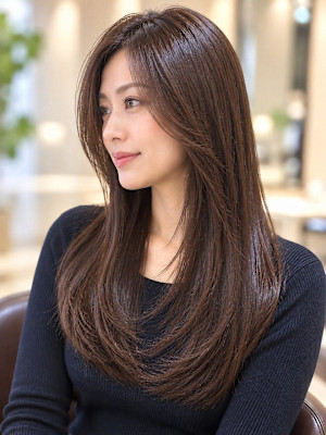 艶髪ロングレイヤー×ナチュラルブラウン