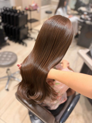 銀座チョコレート 韓国風くびれヘア顔周りチョコレートブラウン