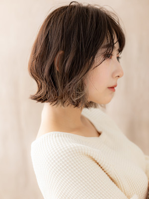 デザインカラーハイライトアンニュイヘアくびれボブ20代30代