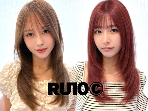 RU10C ブリーチなしダブルカラー/白髪ぼかしハイライト/酸性ストレート(ルージュシー)