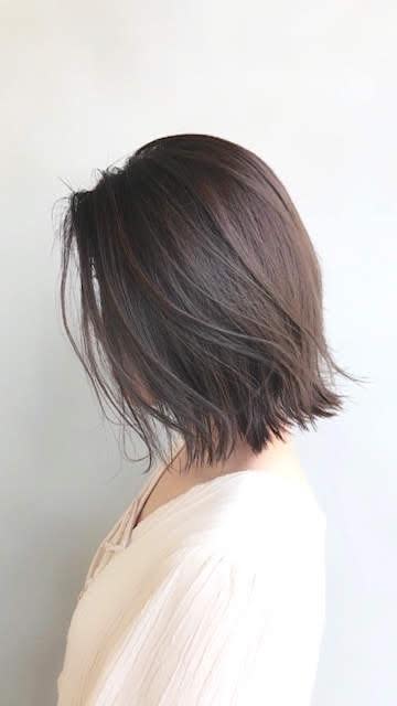 半個室 rire hair 千早店【ハンコシツリールヘアーチハヤテン】のスタイル紹介。外ハネ×絶妙bob