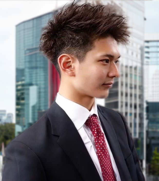 Men's SALON RISE TOKYO 土浦店【メンズ サロン ライズ トーキョー ツチウラテン】のスタイル紹介。ビジネスマン向け爽やかメンズショートアップバング土浦