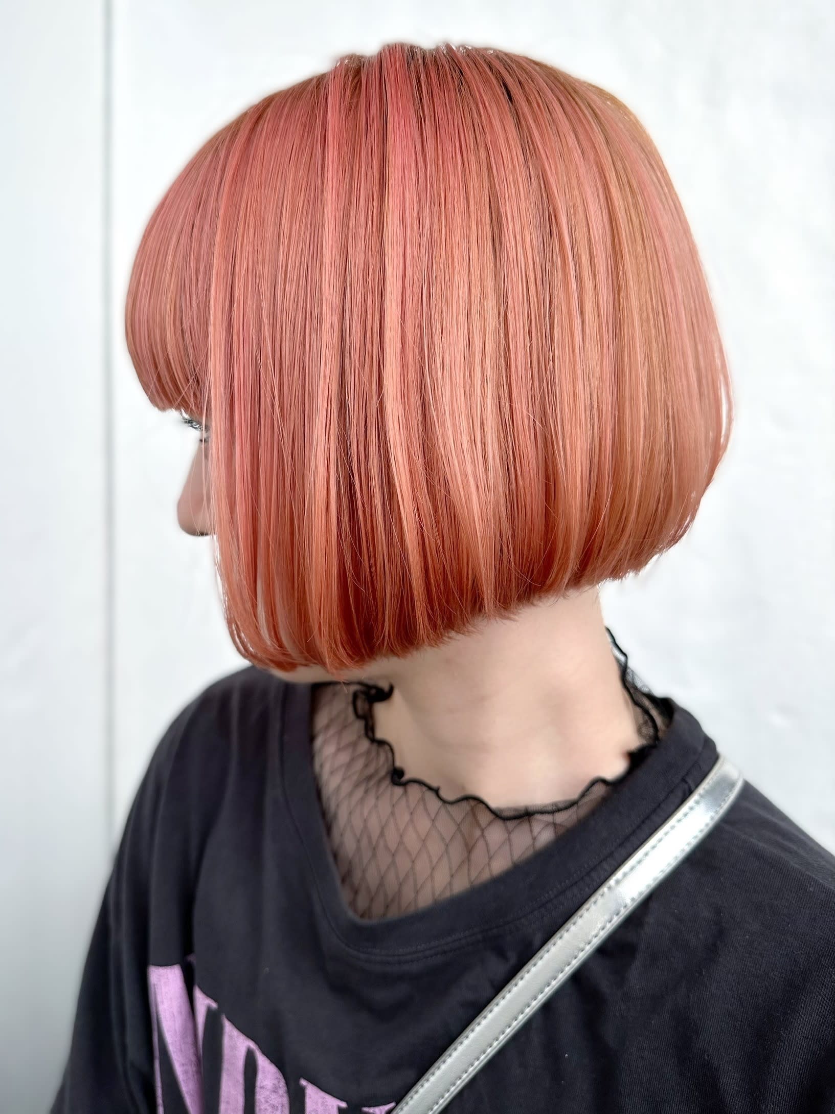 HAIR&SPA FELICE MICHI【ヘアアンドスパフェリーチェミチ】のスタイル紹介。【felice MICHI石井 あすか】ピンクオレンジ　ボブ