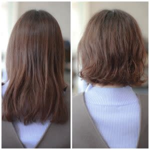 quad Hair Design【クアッドヘアデザイン】のスタイル紹介。【デジタルパーマ】切りっぱなしボブにニュアンスパーマ