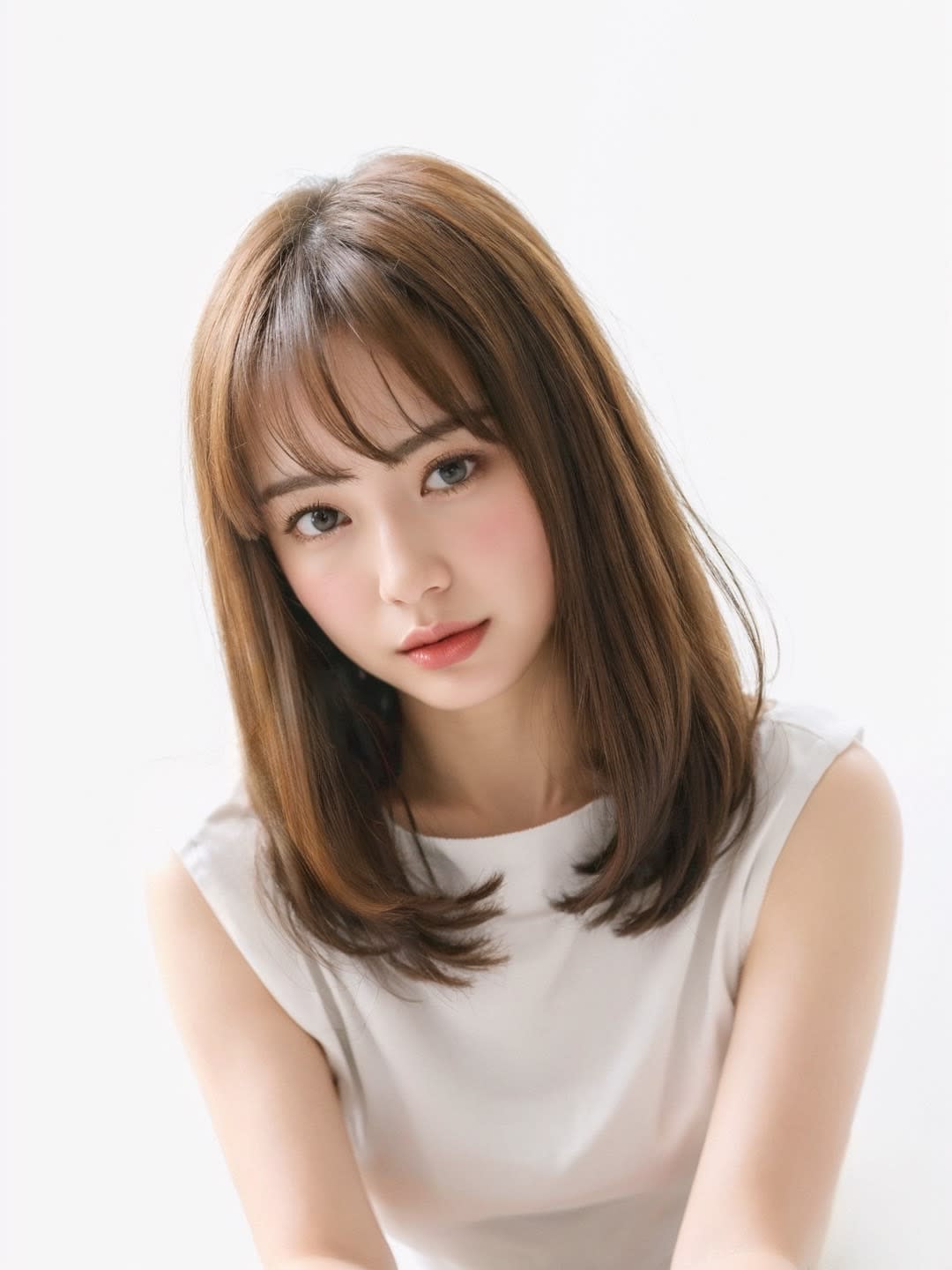 hair dressing flora【ヘアードレッシングフローラ】のスタイル紹介。前髪あり / ミディアム小顔レイヤー