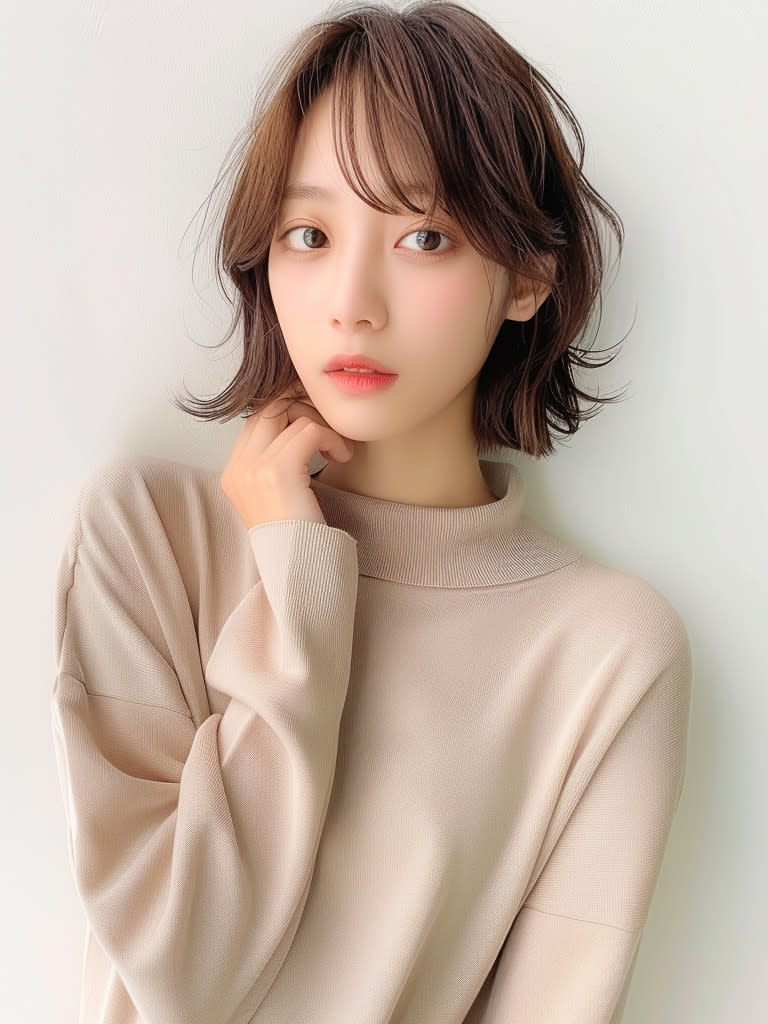 Chlan岡本【クラン】【クランオカモト】のスタイル紹介。外ハネセミウェットヘア×艶ミディ