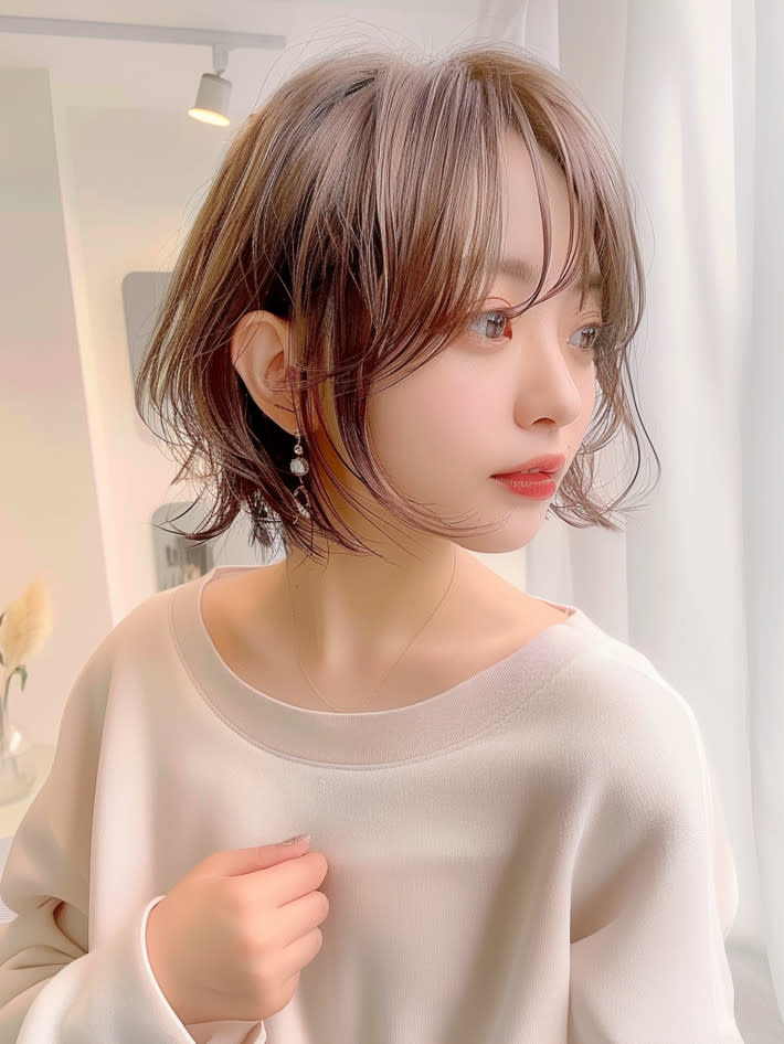 Chlan岡本【クラン】【クランオカモト】のスタイル紹介。小顔バング　マロンベージュ　ボブルフ