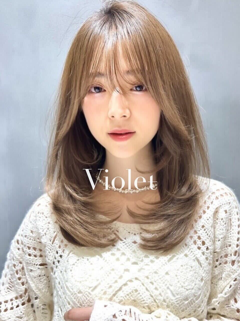 Violet`jem 【バイオレットジェム 】【バイオレットジェム】のスタイル紹介。韓国レイヤーカットロングレイヤー大人可愛いシースルーバング