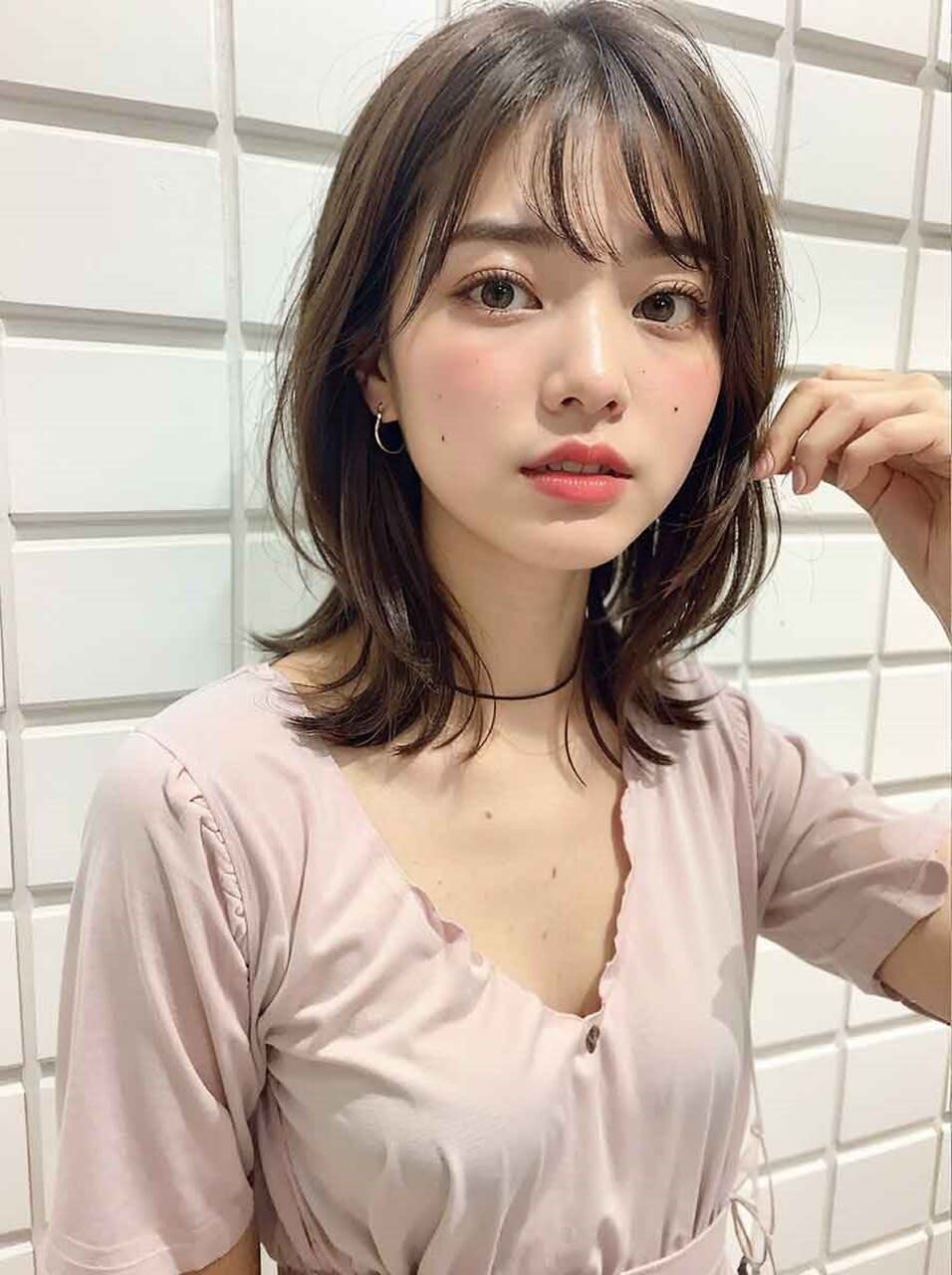 eL横浜west 【エル ウエスト】【エルヨコハマウエスト】のスタイル紹介。◎前髪パーマ レイヤーロング 黒髪 グレーベージュ 小顔