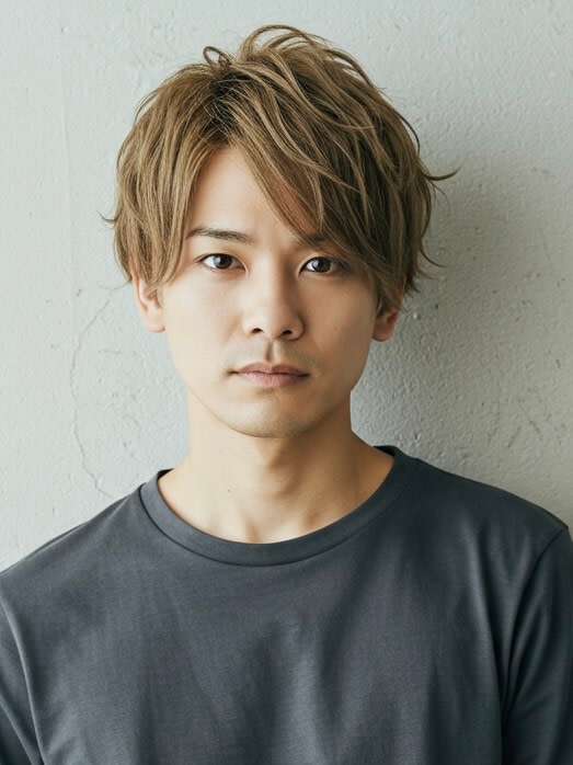 Men's hair Hui 代々木【メンズ ヘア フイ ヨヨギ】のスタイル紹介。フェザーパーマグレーブルーカラー刈り上げショートパンク