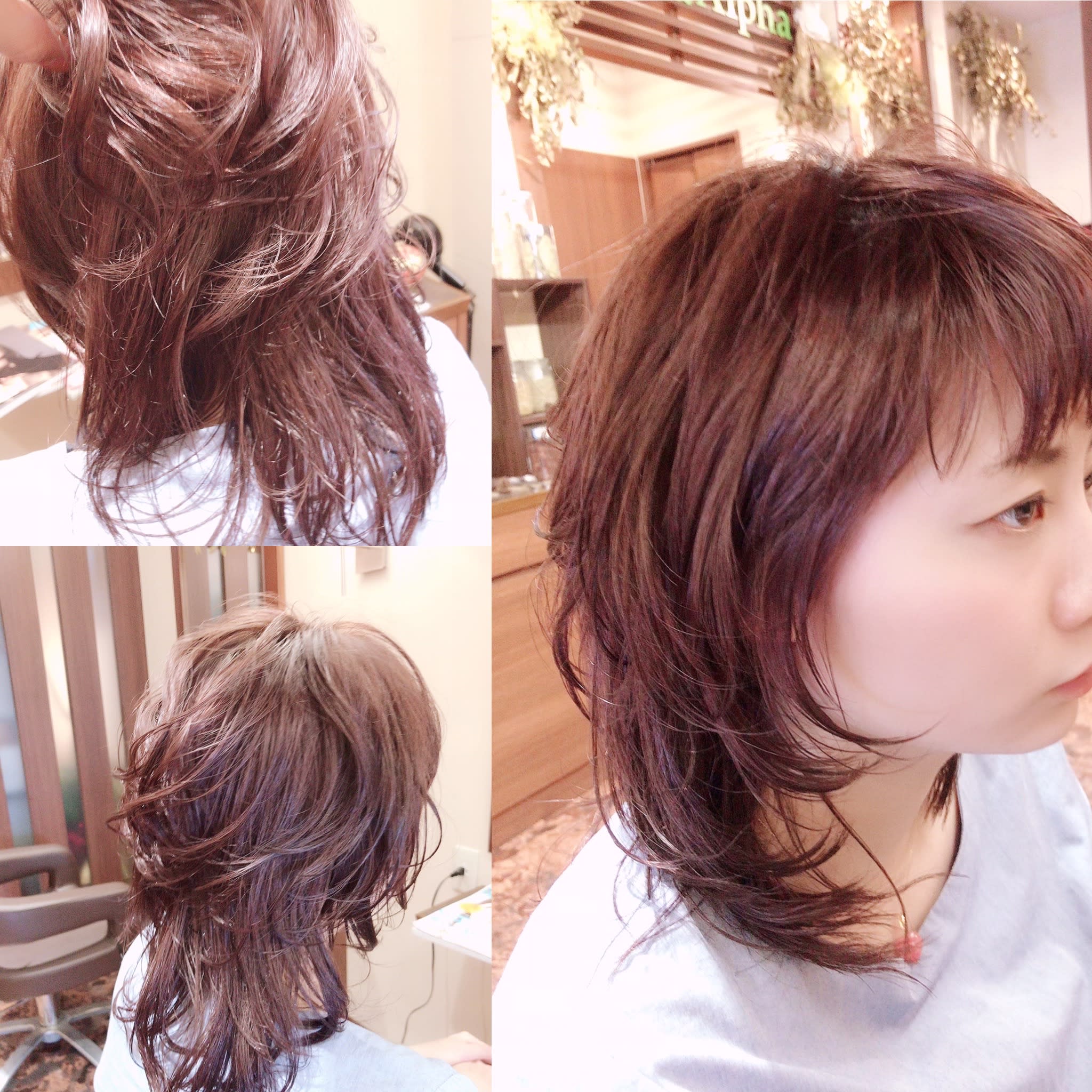 Hair Salon 0115 茗荷谷【ヘアーサロン ゼロイチイチゴー ミョウガダニ】のスタイル紹介。ピンクベージュ&ミディアム、ウルフスタイル