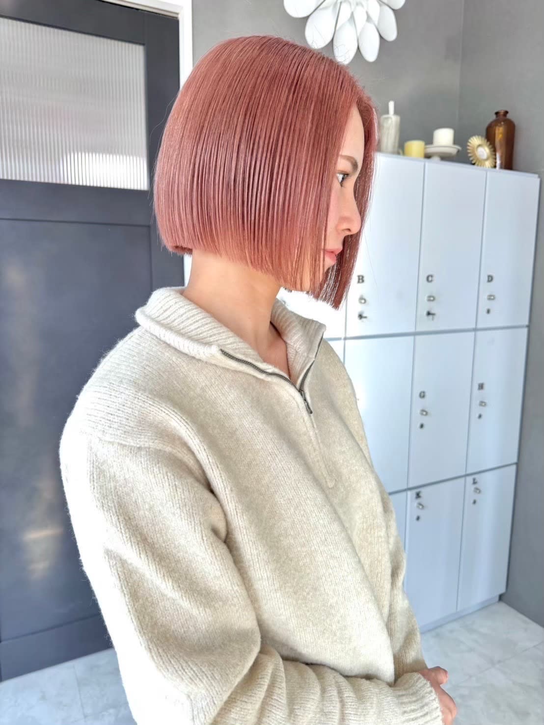 Ledo レド【レド】のスタイル紹介。切りっぱなしボブ×ペールピンク