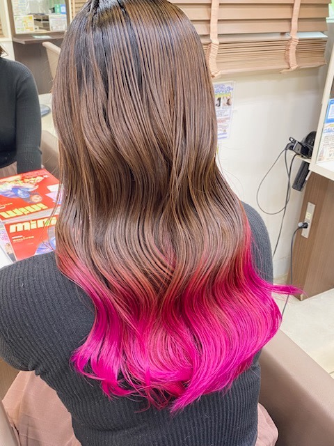 Style Creator 牛久店【スタイルクリエイター ウシクテン】のスタイル紹介。裾グラデーション　ピンク