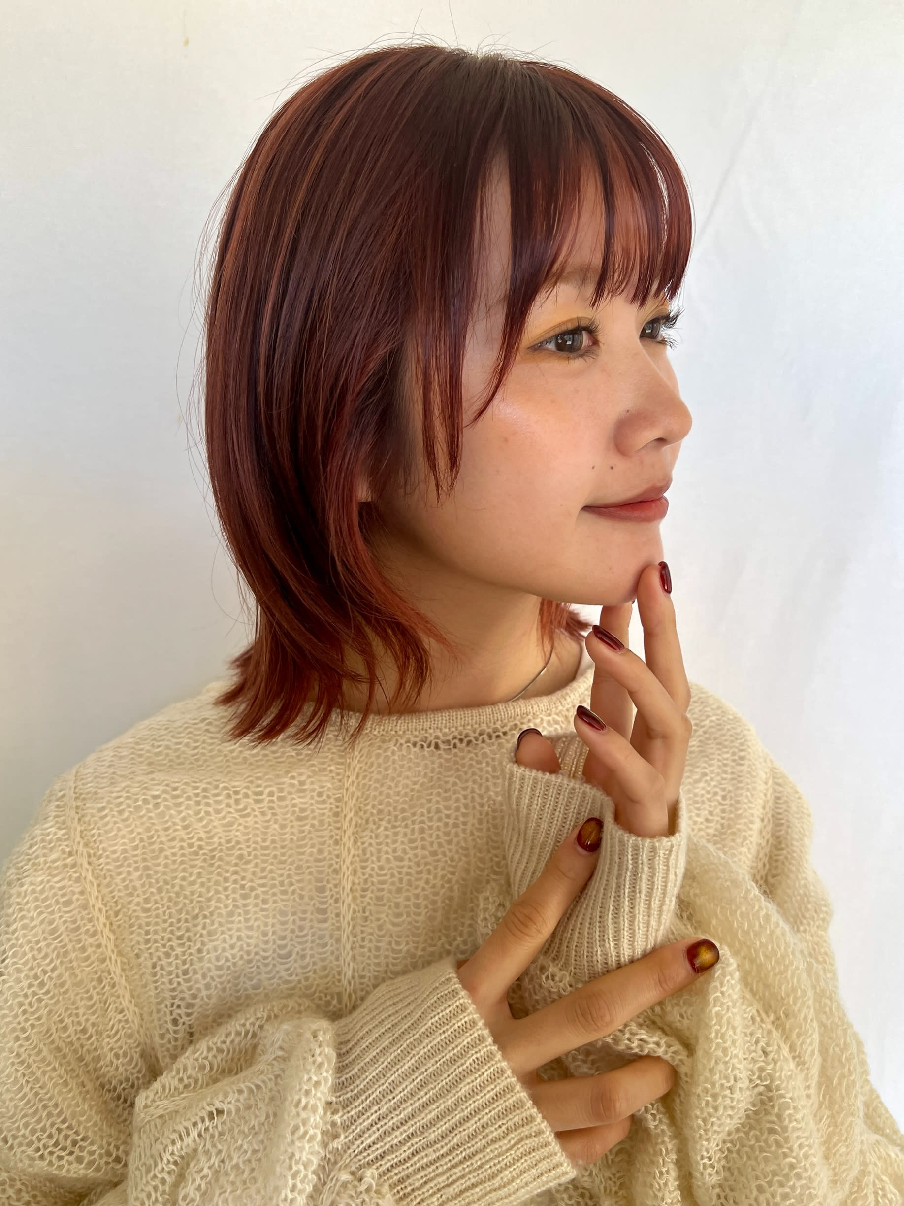 tricca 代官山本店 【トリッカ ダイカンヤマ】【トリッカ ダイカンヤマホンテン】のスタイル紹介。【tricca代官山rin】外はねミディ/オレンジブラウン