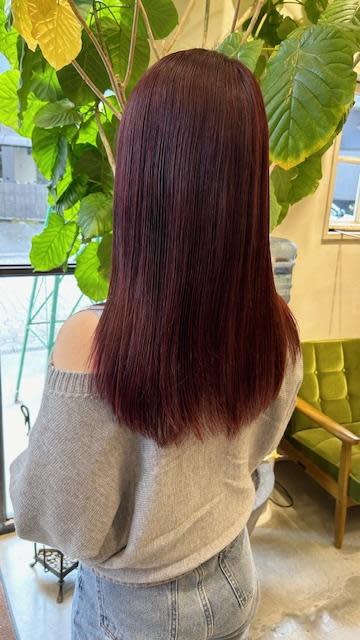 POREPORE HAPPY HAIR BASE 国立谷保【ポレポレハッピーヘアーベース】【ポレポレハッピーヘアーベース】のスタイル紹介。ブリーチなしレッド系カラー
