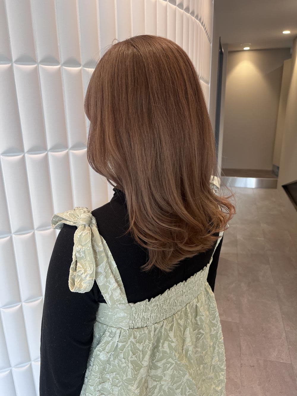 半個室型美容室 Sourire 馬出店【ハンコシツガタビヨウシツスーリールマイダシ】のスタイル紹介。ピンクベージュ