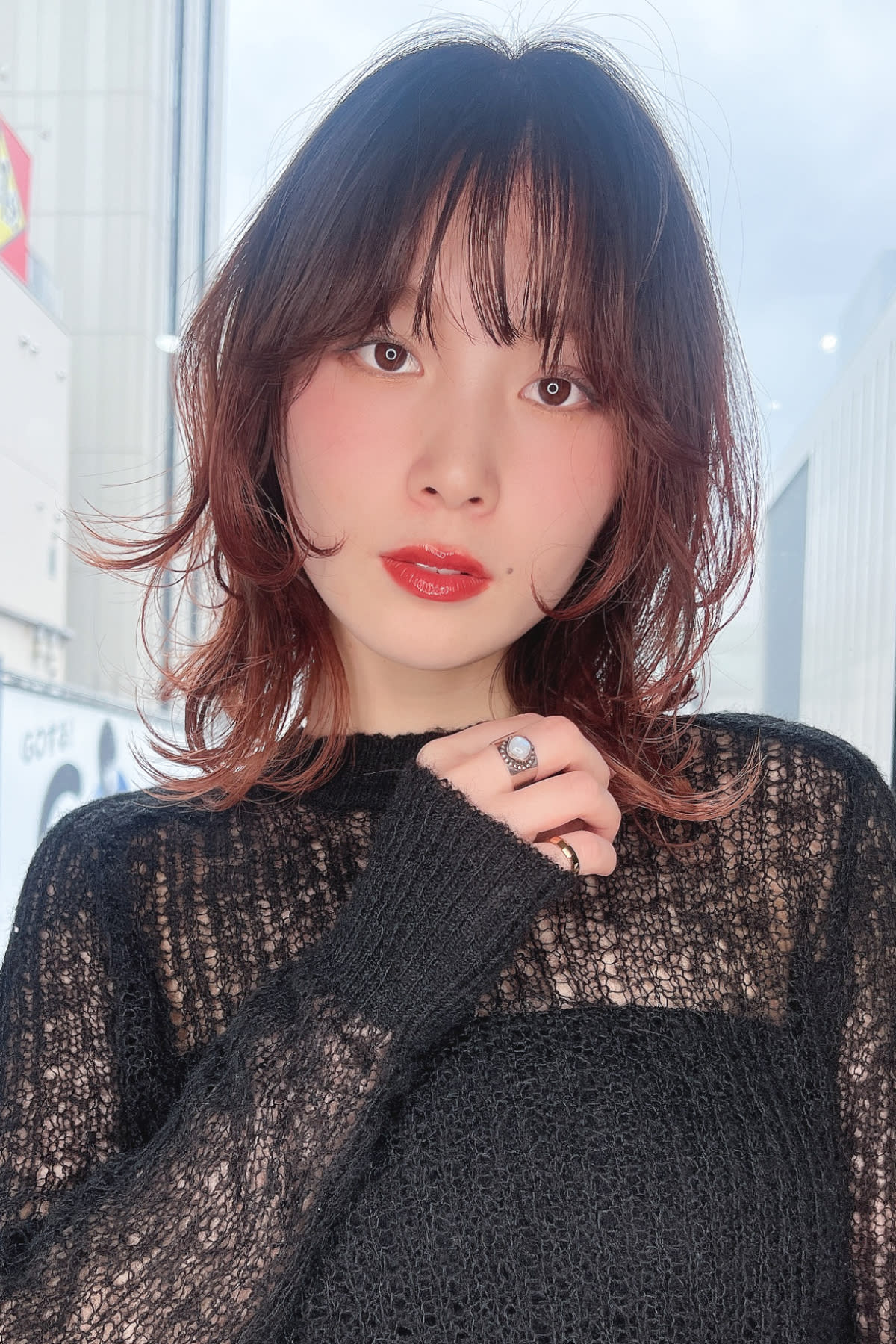 grace hair dressing 鷹匠【グレイス ヘアドレッシングタカジョウ】のスタイル紹介。ミディアムウルフ×ピンクベージュ