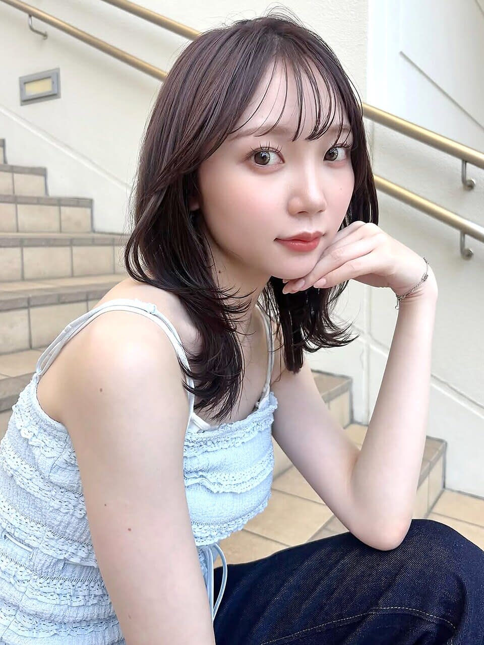 K-two あべのキューズモール店【ケーツー】【ケーツーアベノキューズモールテン】のスタイル紹介。大人ガーリー*くびれヘア*ミディアムヘア*顔周り*前髪カット